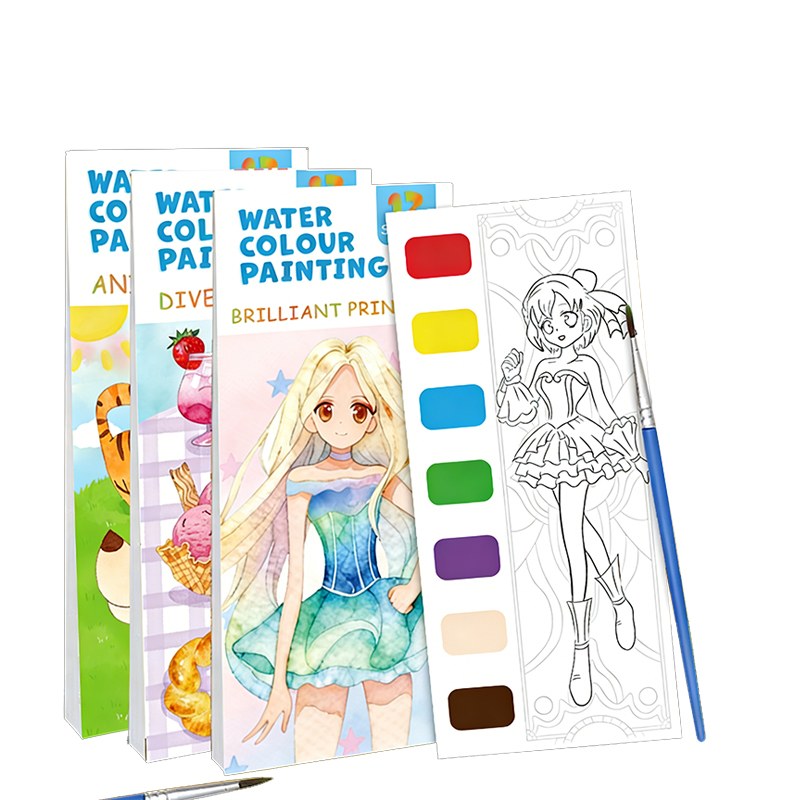 Livre de peinture à l'aquarelle à couverture rigide avec peinture intégrée