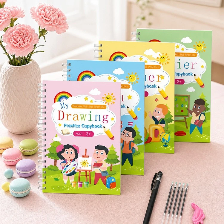 Ensemble de 4 livres de pratique d'écriture à rainures magiques